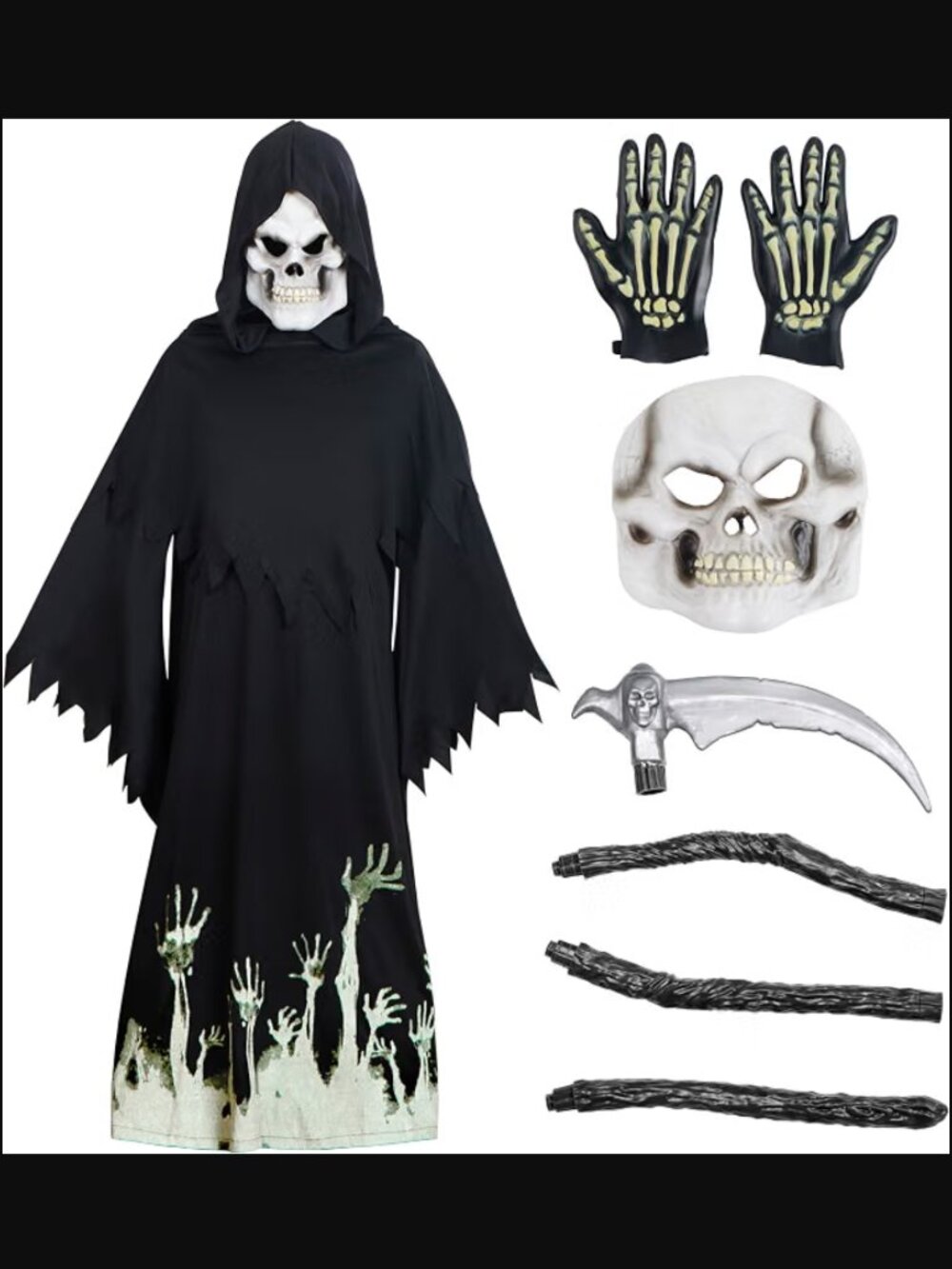 Spooktacular Creations Skeleton Grim Reaper Costume Unisex Child's Large NWOT